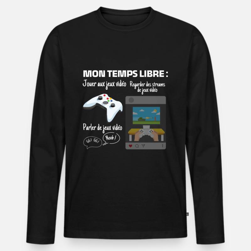 Meine Freizeit: 100% Gaming - Männer Premium Bio Langarmshirt - Schwarz