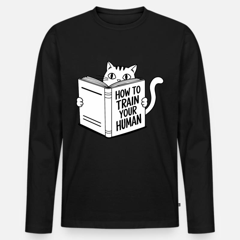 Lustige Katze - Männer Premium Bio Langarmshirt - Schwarz