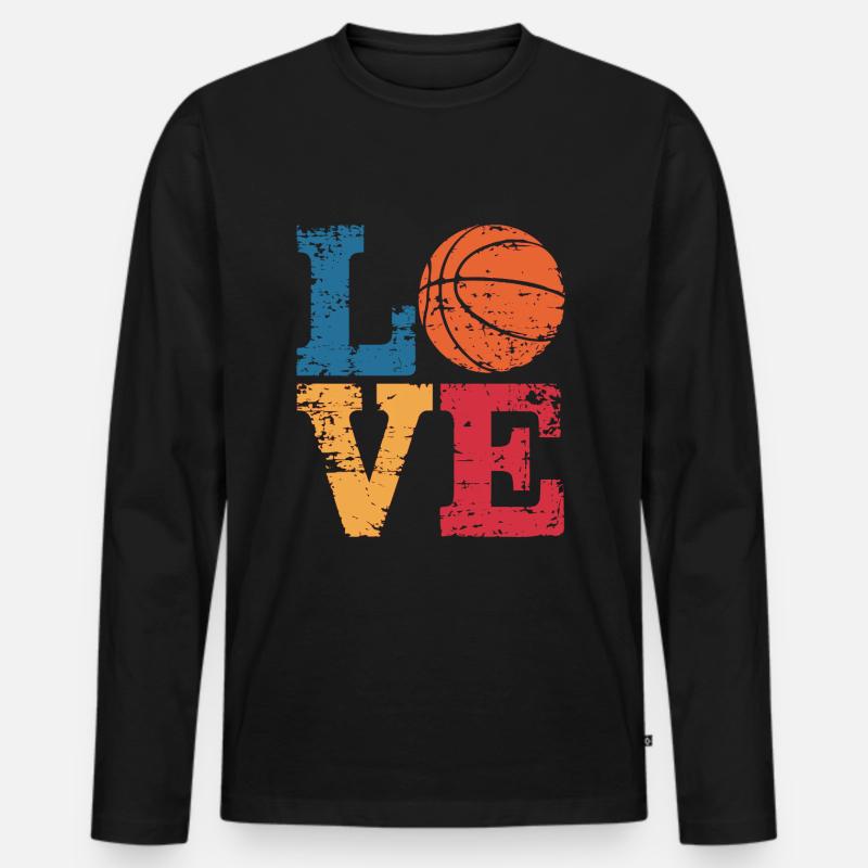 Basketball Love - Männer Premium Bio Langarmshirt - Schwarz