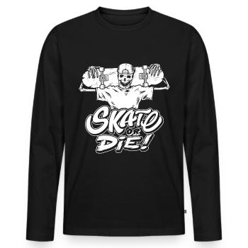 Skate or Die - Männer Premium Bio Langarmshirt - Schwarz - Vorne - Nico (187cm)