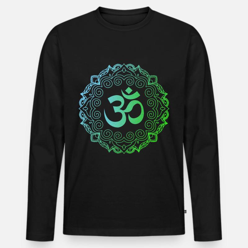 Yoga, Om-Mandala - Männer Premium Bio Langarmshirt - Schwarz
