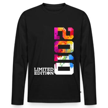 16. GEBURTSTAG LIMITED EDITION 2010 - Männer Premium Bio Langarmshirt - Schwarz - Vorne - Nico (187cm)