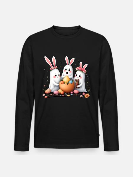 Bunny Ghosts - Men's Premium Organic Long Sleeve Shirt - black