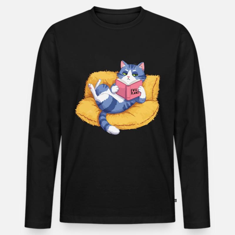 Böse Katze - Männer Premium Bio Langarmshirt - Schwarz