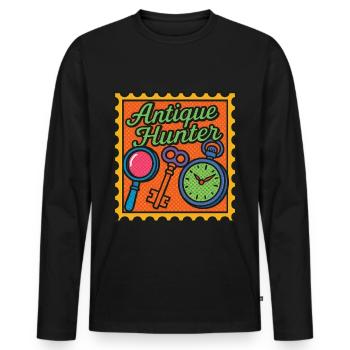 Antique Hunter Retro Vintage Design for Collectors - Men's Premium Organic Long Sleeve Shirt - black - Front - Nico (187cm)