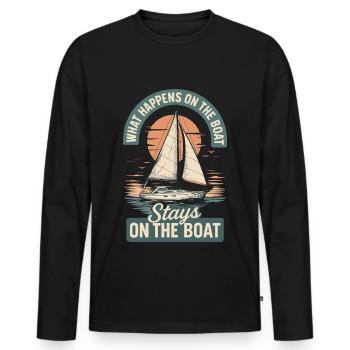What happens on the boat humorous captain - Men's Premium Organic Long Sleeve Shirt - black - Front - Nico (187cm)
