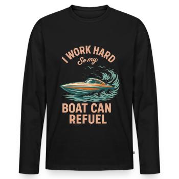 I'm working hard so my boat can refuel humor - Men's Premium Organic Long Sleeve Shirt - black - Front - Nico (187cm)
