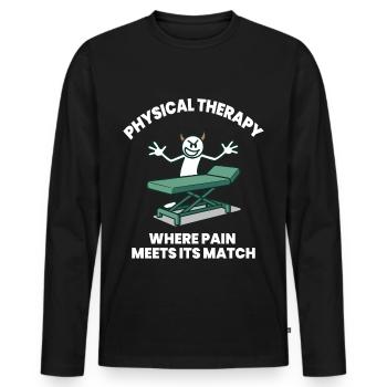 La physiothérapie drôle là où se trouve la douleur - T-shirt manches longues Premium bio Homme - noir - Devant - Nico (187cm)