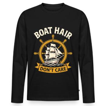 Boot Hair Don’t Care Dicton drôle - T-shirt manches longues Premium bio Homme - noir - Devant - Nico (187cm)