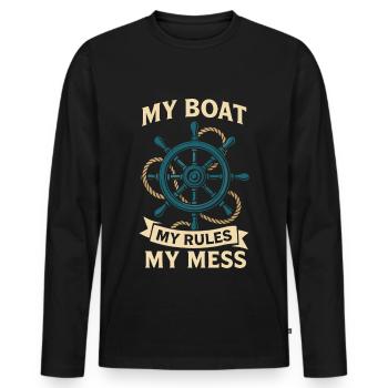 Mon bateau Mes règles Mon Chaos Nautique - T-shirt manches longues Premium bio Homme - noir - Devant - Nico (187cm)