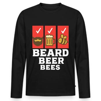 Abeilles Apiculteur Barbe Bière Abeilles Miel Abeilles - T-shirt manches longues Premium bio Homme - noir - Devant - Nico (187cm)