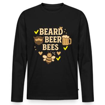 Bee Beekeeper Beard Beer Bees Honey - Men's Premium Organic Long Sleeve Shirt - black - Front - Nico (187cm)