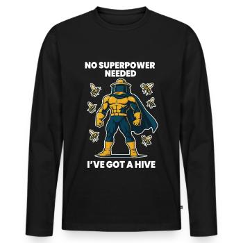 Bee Beekeeper Superpower Hive Honey - Men's Premium Organic Long Sleeve Shirt - black - Front - Nico (187cm)