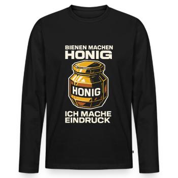 Les abeilles apiculteurs font du miel et je donne mon impression - T-shirt manches longues Premium bio Homme - noir - Devant - Nico (187cm)