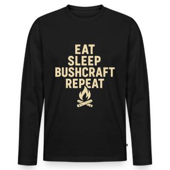 Eat Sleep Bushcraft Repetition Prepper - Men's Premium Organic Long Sleeve Shirt - black - Front - Nico (187cm)