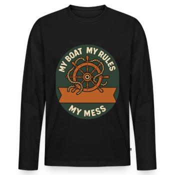 Mon bateau Mes règles Nautique Vintage Navigation - T-shirt manches longues Premium bio Homme - noir - Devant - Nico (187cm)
