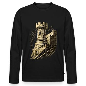 Chess Player Tower Chess Pieces Chessboard - Men's Premium Organic Long Sleeve Shirt - black - Front - Nico (187cm)