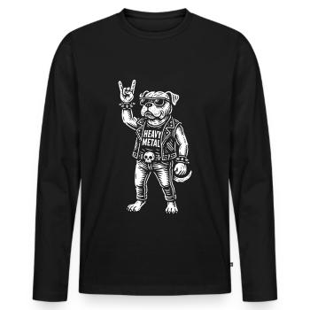Heavy Metal Rock Musique Drôle Bulldog Design - T-shirt manches longues Premium bio Homme - noir - Devant - Nico (187cm)
