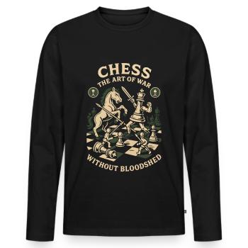 Schachkunstdesign Lustiger Spruch Für Brettspiel - Männer Premium Bio Langarmshirt - Schwarz - Vorne - Nico (187cm)