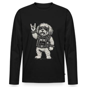 Metall Havaneser Hund Rockmusik Heavy Metal Lustig - Männer Premium Bio Langarmshirt - Schwarz - Vorne - Nico (187cm)
