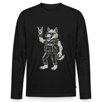 Wolf Metal Musik Rock Musik Funny Heavy Metal - Männer Premium Bio Langarmshirt - Schwarz - Vorne - Nico (187cm)