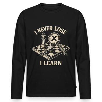 I never lose, I learn chess players - Men's Premium Organic Long Sleeve Shirt - black - Front - Nico (187cm)