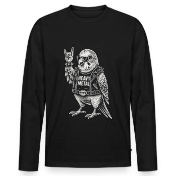 Heavy Metal Rock Musik Wellensittich Lustiges - Männer Premium Bio Langarmshirt - Schwarz - Vorne - Nico (187cm)