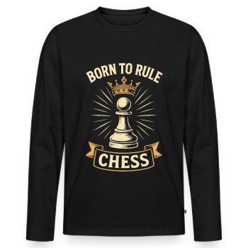 Born To Rule Chess For Chess Lovers - Men's Premium Organic Long Sleeve Shirt - black - Front - Nico (187cm)