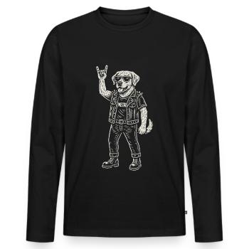 Rock Musique Drôle Chien Golden Retriever Heavy Metal - T-shirt manches longues Premium bio Homme - noir - Devant - Nico (187cm)