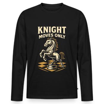 Schachspieler Ritter Bewegt Sich Nur Brettspiel - Männer Premium Bio Langarmshirt - Schwarz - Vorne - Nico (187cm)