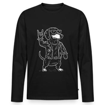 Metal Musique Teckel Rock Musik Drôle Heavy Metal - T-shirt manches longues Premium bio Homme - noir - Devant - Nico (187cm)