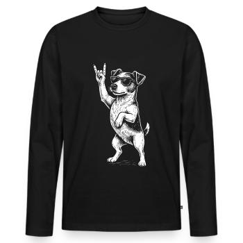Rock Musik Lustiger Hund Heavy Metal Retro Jack - Männer Premium Bio Langarmshirt - Schwarz - Vorne - Nico (187cm)