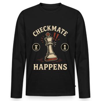 Chess Player Game Checkmate Happens - Men's Premium Organic Long Sleeve Shirt - black - Front - Nico (187cm)