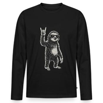 Metal Musik Lustiges Faultier Rock Musik Heavy - Männer Premium Bio Langarmshirt - Schwarz - Vorne - Nico (187cm)