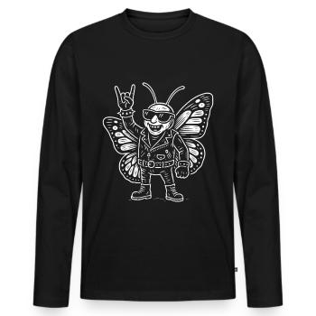 Heavy Metal Papillon Rock Musique Drôle - T-shirt manches longues Premium bio Homme - noir - Devant - Nico (187cm)