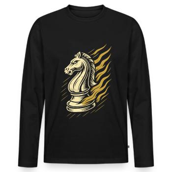 Chess Player Knight Figure Board Game - Men's Premium Organic Long Sleeve Shirt - black - Front - Nico (187cm)