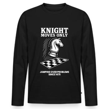 Ritter Bewegt Sich Nur Springend Über Probleme - Männer Premium Bio Langarmshirt - Schwarz - Vorne - Nico (187cm)