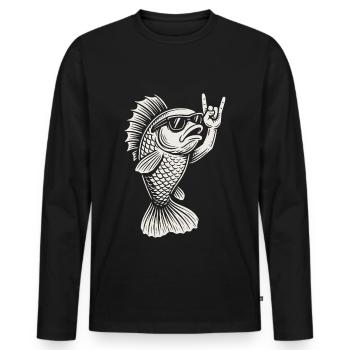 Metal Music Goldfish Rock Music Funny Fish Rock - Men's Premium Organic Long Sleeve Shirt - black - Front - Nico (187cm)