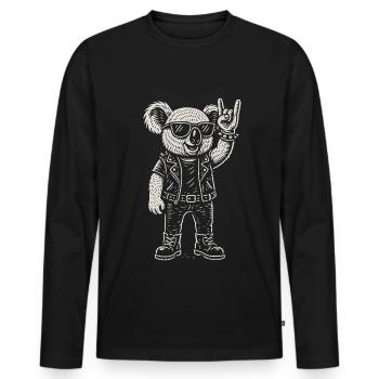 Rock Musique Drôle Heavy Metal Koala Rétro - T-shirt manches longues Premium bio Homme - noir - Devant - Nico (187cm)