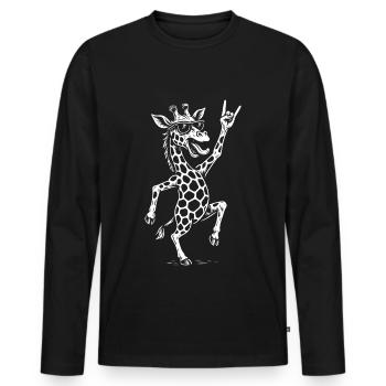Rockmusik Giraffe Metallmusik Retro Spaß Design - Männer Premium Bio Langarmshirt - Schwarz - Vorne - Nico (187cm)