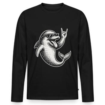 Metal Music Rock Funny Dolphin Heavy Metal - Men's Premium Organic Long Sleeve Shirt - black - Front - Nico (187cm)