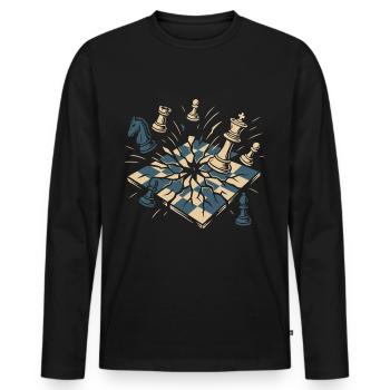 Joueur d’échecs Jeu de société Hommes Femmes - T-shirt manches longues Premium bio Homme - noir - Devant - Nico (187cm)