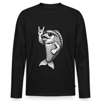 Rock Music, Metal, Music, Fish, Funny, Heavy Metal - Men's Premium Organic Long Sleeve Shirt - black - Front - Nico (187cm)