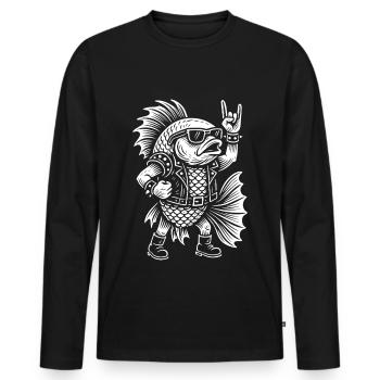 Metal Musik Rock Humor Guppy Fisch - Männer Premium Bio Langarmshirt - Schwarz - Vorne - Nico (187cm)