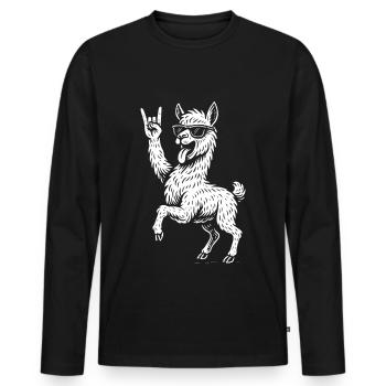 Métal Musique Lama Alpaga Drôle Rock Musique Lourd - T-shirt manches longues Premium bio Homme - noir - Devant - Nico (187cm)