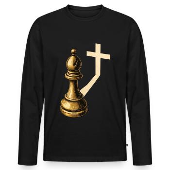 Chess Players Chess Pieces Bishops Shadows - Men's Premium Organic Long Sleeve Shirt - black - Front - Nico (187cm)