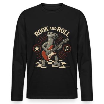 Rook And Roll Schachspieler Brettspiel Spaß - Männer Premium Bio Langarmshirt - Schwarz - Vorne - Nico (187cm)