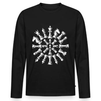 Schachfiguren Kreis Mandala Für Schachliebhaber - Männer Premium Bio Langarmshirt - Schwarz - Vorne - Nico (187cm)