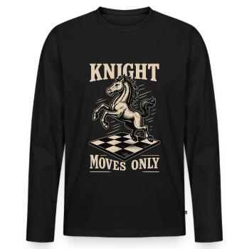 Ritter Bewegt Sich Nur Schachspieler Brettspiel - Männer Premium Bio Langarmshirt - Schwarz - Vorne - Nico (187cm)