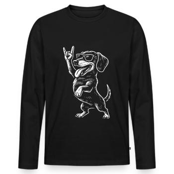 Rockmusik Metal Musik Dackel Lustig Heavy Metal - Männer Premium Bio Langarmshirt - Schwarz - Vorne - Nico (187cm)